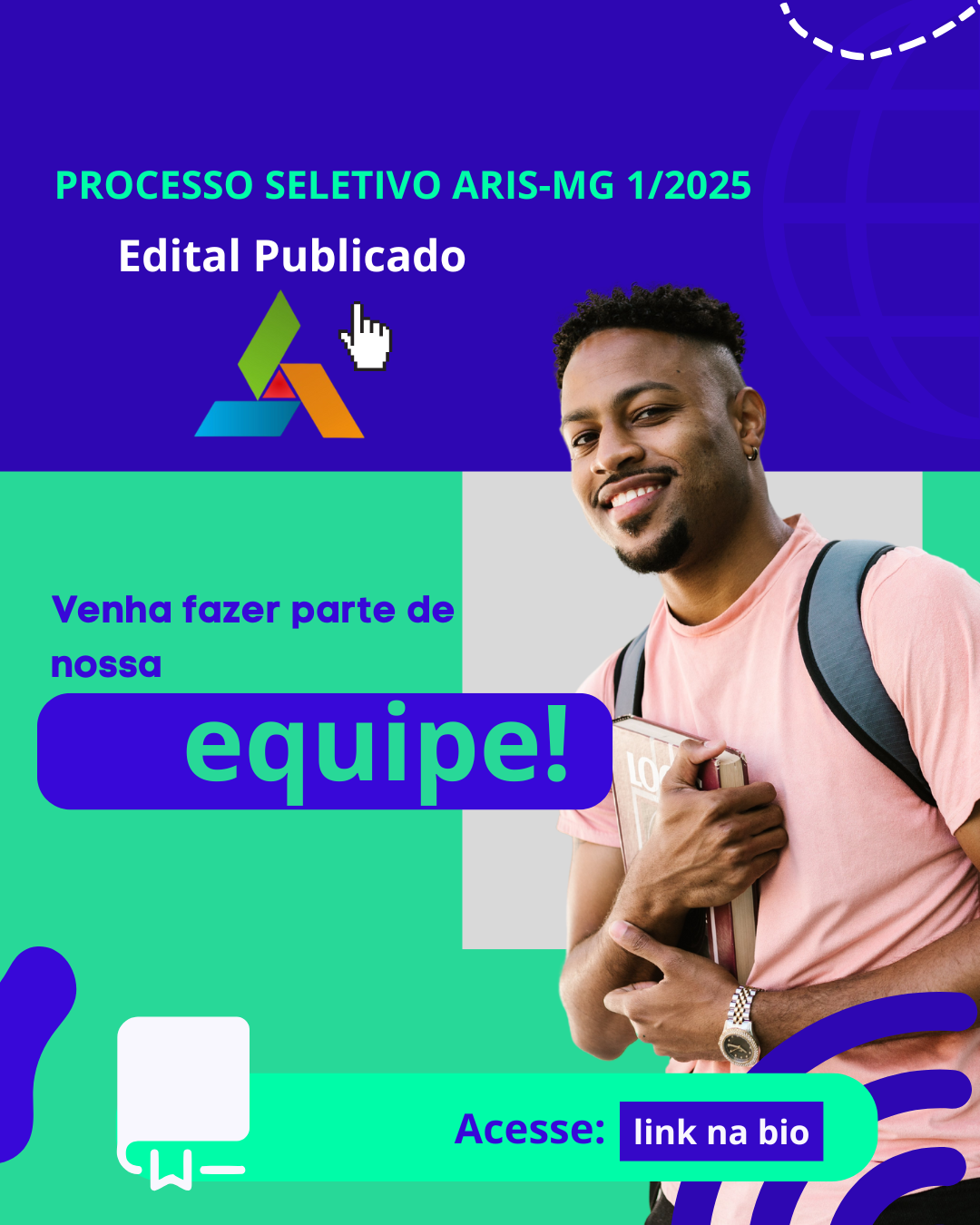 Post do instagram sobre ensino EAD colorido em verde